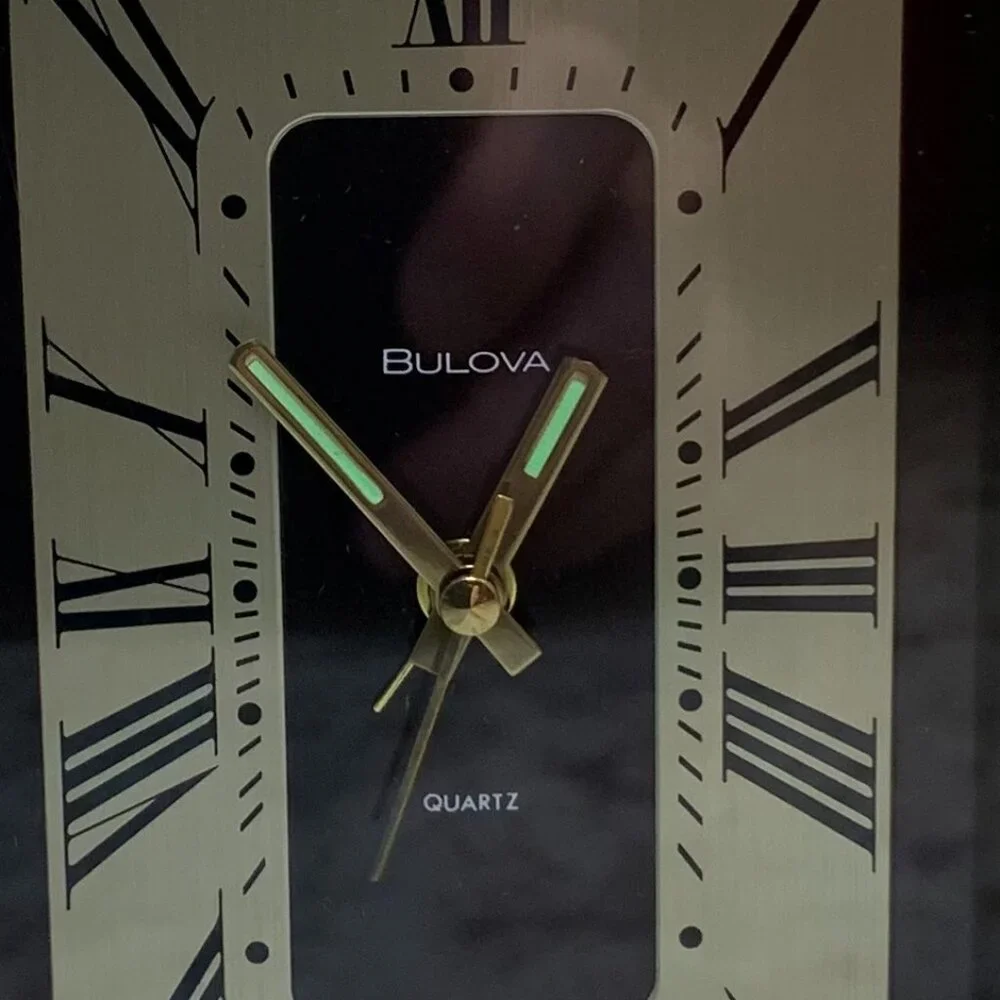 Vintage Bulova Carriage Clock Gold Desk Japan 4RE604